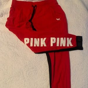 Red and black PINK brand jogger pant